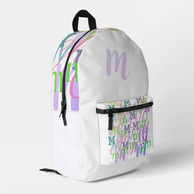 Letter Confetti "M"  Printed Backpack (Back Corner Left)