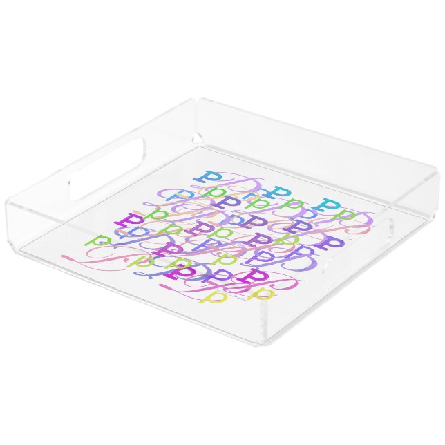 Letter Confetti "P" Acrylic Tray (Angled)