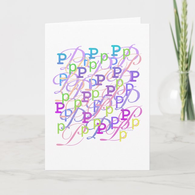 Letter Confetti "P" Card (Front)