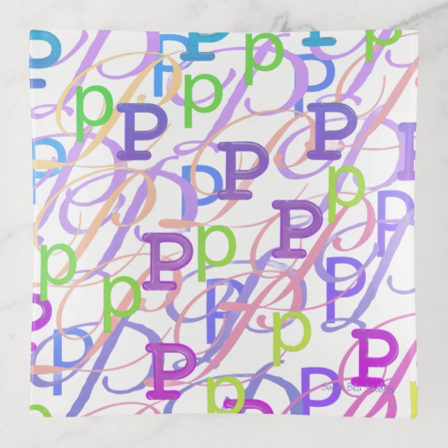 Letter Confetti "P" Trinket Tray (Front)