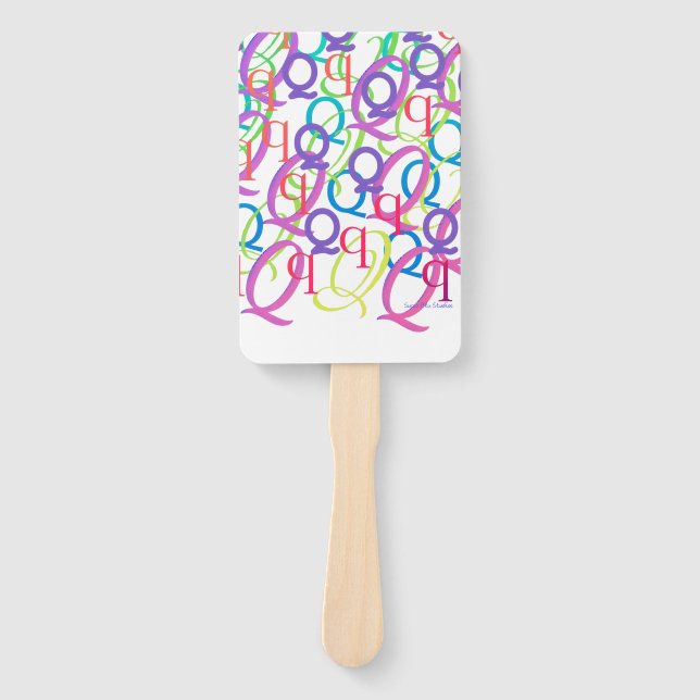 Letter Confetti "Q" Hand Fan (Front)