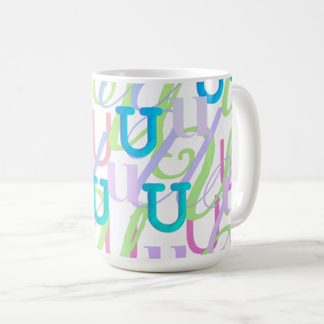 Letter Confetti "U" Coffee Mug (Front Right)