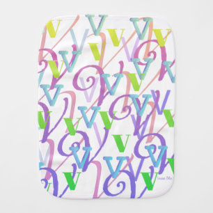 Letter Confetti "V" Baby Burp Cloth