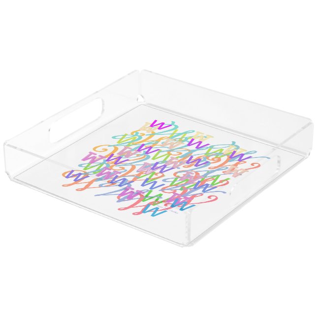 Letter Confetti "W" Acrylic Tray (Angled)