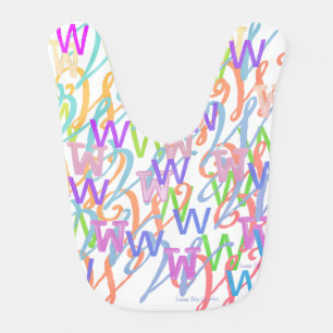 Letter Confetti "W" Baby Bib
