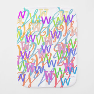 Letter Confetti "W" Baby Burp Cloth