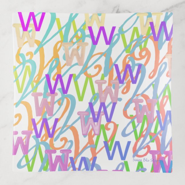 Letter Confetti "W" Trinket Tray (Front)