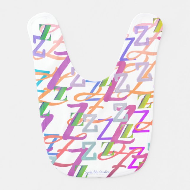 Letter Confetti "Z" Baby Bib (Front)