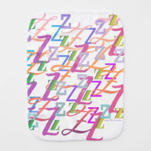 Letter Confetti "Z" Baby Burp Cloth