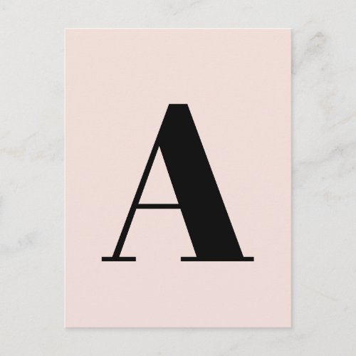 Letter Custom Alphabet  Modern Minimalist Pink Postcard