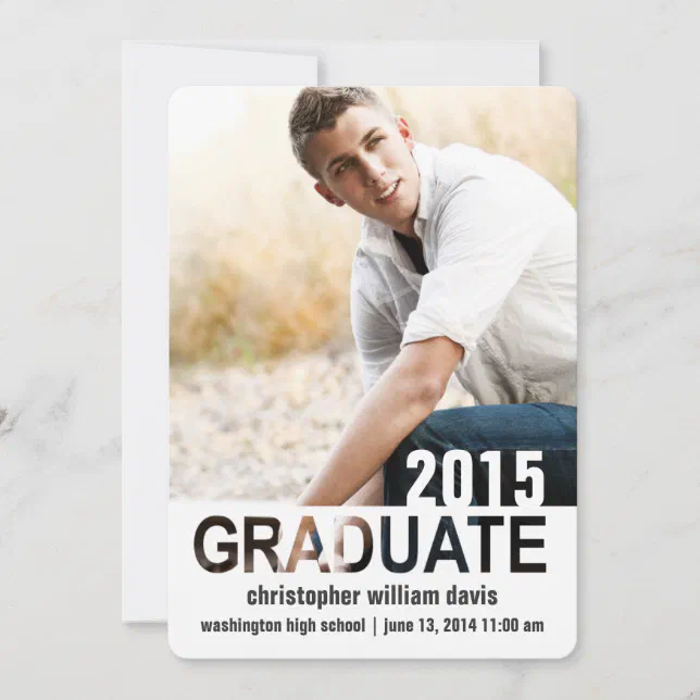 Letter Cut-Outs Photo Graduation Announcement | Zazzle