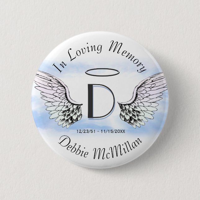 Letter D | Add Name | Memorial Button (Front)