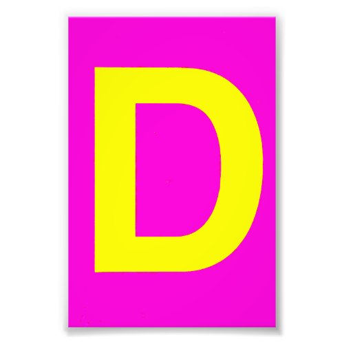 Letter D Alphabet Photography in Yellow on Pink Photo Print