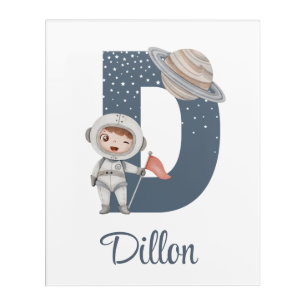 Letter D Astronaut Acrylic Wall Art