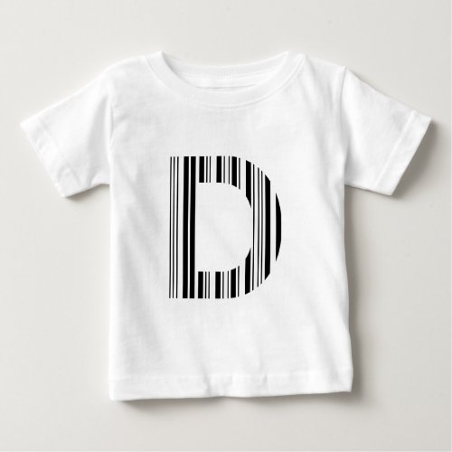 LETTER D BAR CODE First Initial Barcode Pattern Baby T_Shirt