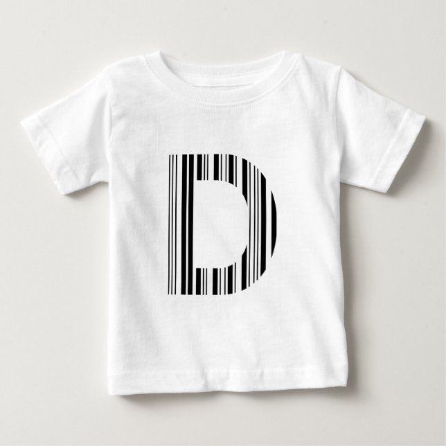 LETTER D BAR CODE First Initial Barcode Pattern Baby T-Shirt (Front)