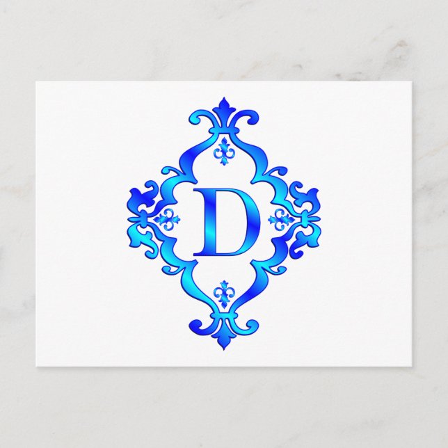 Letter D Blue Postcard (Front)