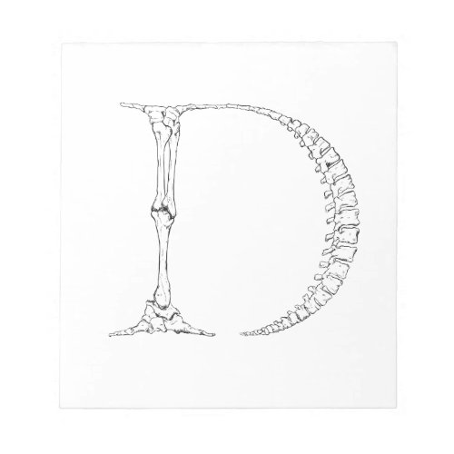 Letter D Bone Initial Notepad