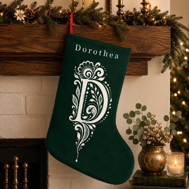 Letter D Botanical Monogram Personalized Stocking (Creator Uploaded)