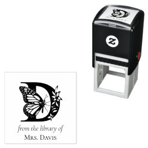 Letter D Butterfly Monogram From the Library Of Self-inking Stamp