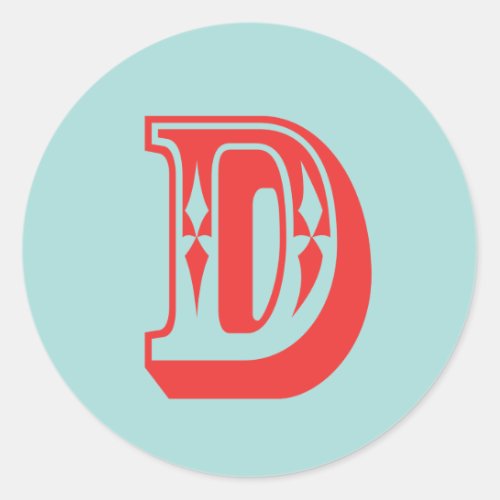 Letter D carnival style monogram initial favor Classic Round Sticker