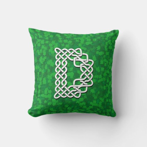 Letter D Celtic Knot Alphabet Throw Pillow