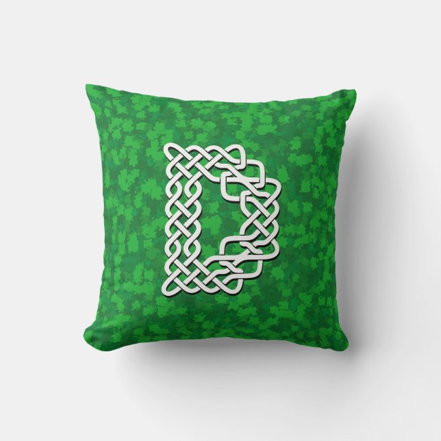 Letter D Celtic Knot Alphabet Throw Pillow (Front)