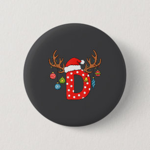 Letter D Christmas Monogram Alphabet Initial Ornam Button