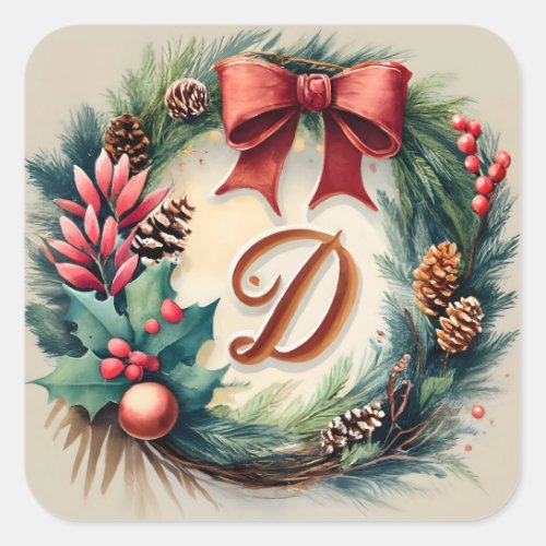 Letter D Christmas Stickers