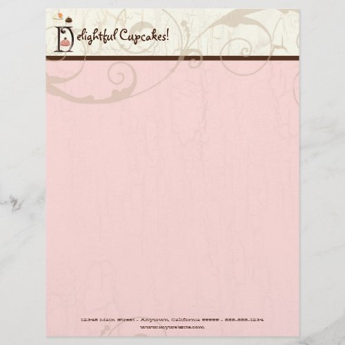 Letter D Cupcake Business Letterhead