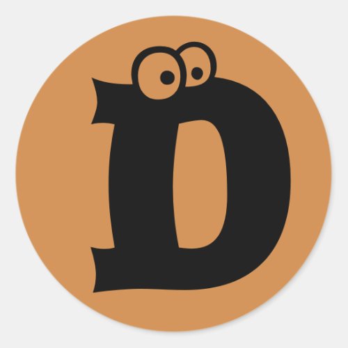 Letter D Eyeballs Alphabet by Janz Peru Gold Classic Round Sticker