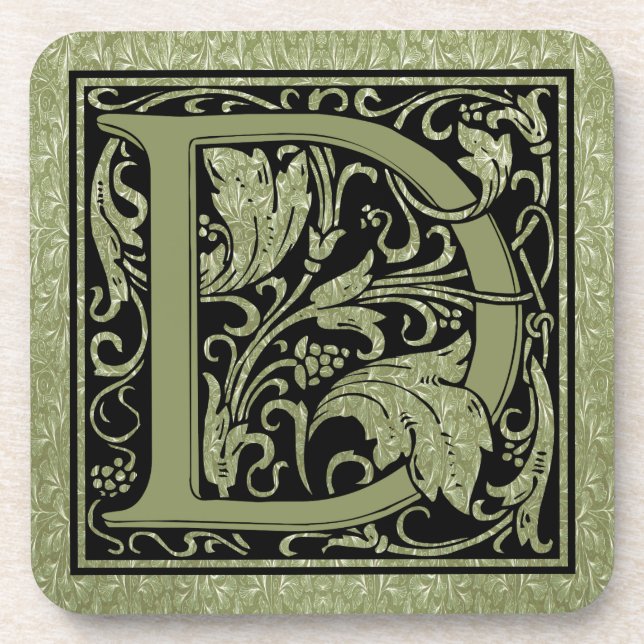 Letter D First Letter Monogram Beverage Coaster (Front)