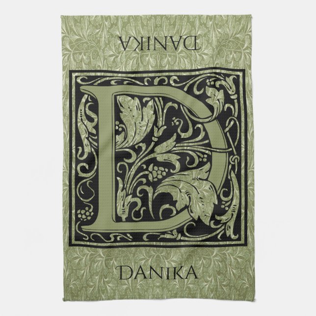 Letter D First Letter Monogram Towel (Vertical)