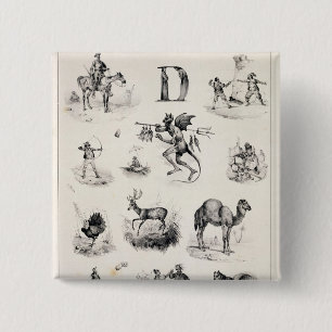 Letter D from an alphabet primer, 1832 Button
