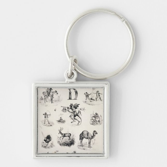 Letter D from an alphabet primer, 1832 Keychain (Front)