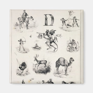 Letter D from an alphabet primer, 1832 Magnet