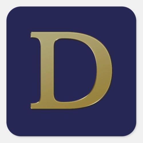 Letter D Gold Square Sticker