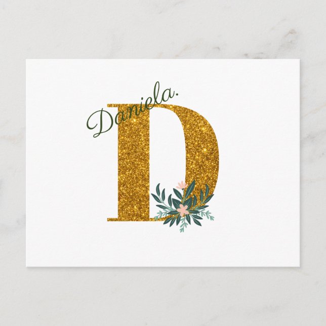 Letter D Golden monogram  Postcard (Front)