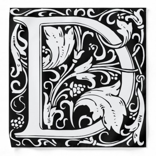 Letter D Medieval Monogram Art Nouveau Bandana