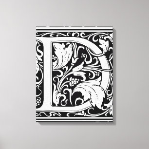 Letter D Medieval Monogram Art Nouveau Canvas Print