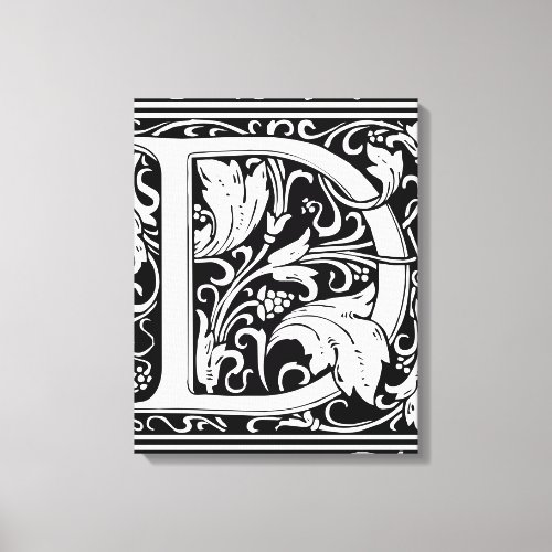 Letter D Medieval Monogram Art Nouveau Canvas Print