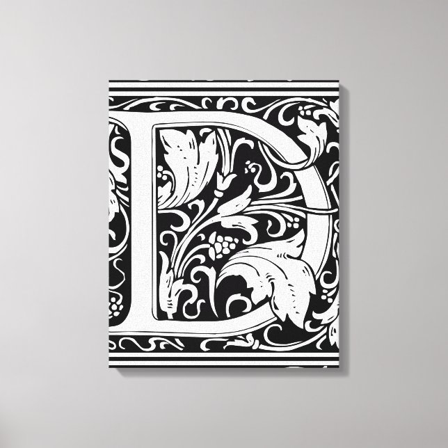 Letter D Medieval Monogram Art Nouveau Canvas Print (Front)