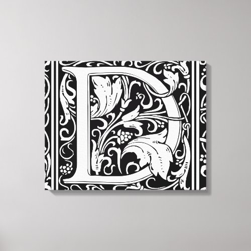 Letter D Medieval Monogram Art Nouveau Canvas Print