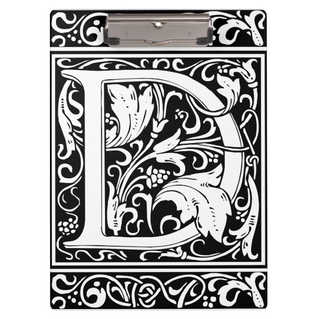 Letter D Medieval Monogram Art Nouveau Clipboard (Front)