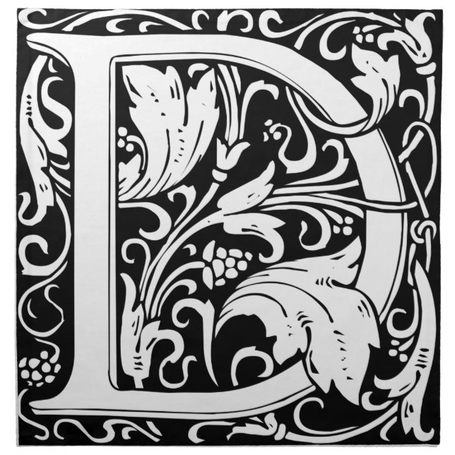 Letter D Medieval Monogram Art Nouveau Cloth Napkin (Front)