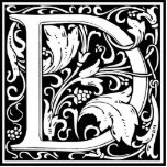 Letter D Medieval Monogram Art Nouveau Cutout<br><div class="desc">This initial D is part of a complete series of upper case William Morris inspired typography initials. The black and white lettering is highly decorative, styled after the fancy typography of the middle ages. Cute and trendy, this is a vintage chic monogram D - letter D- swirly D . Customize...</div>