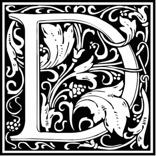 Letter D Medieval Monogram Art Nouveau Cutout