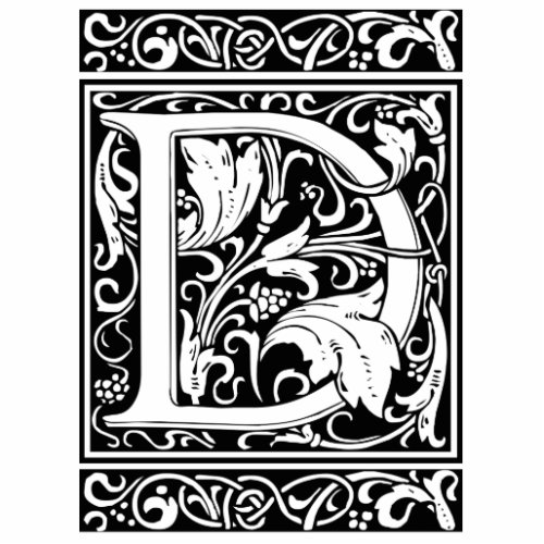 Letter D Medieval Monogram Art Nouveau Cutout