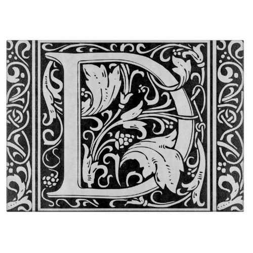 Letter D Medieval Monogram Art Nouveau Cutting Board