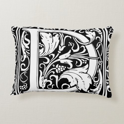 Letter D Medieval Monogram Art Nouveau Decorative Pillow